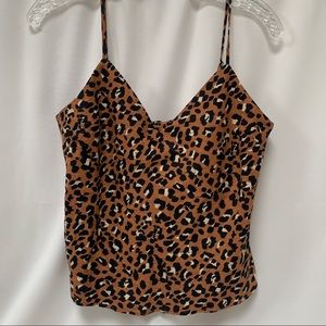 Rails Women's Linen Tank Top Cheetah Spaghetti Straps Cami Women's Sz Small NWT